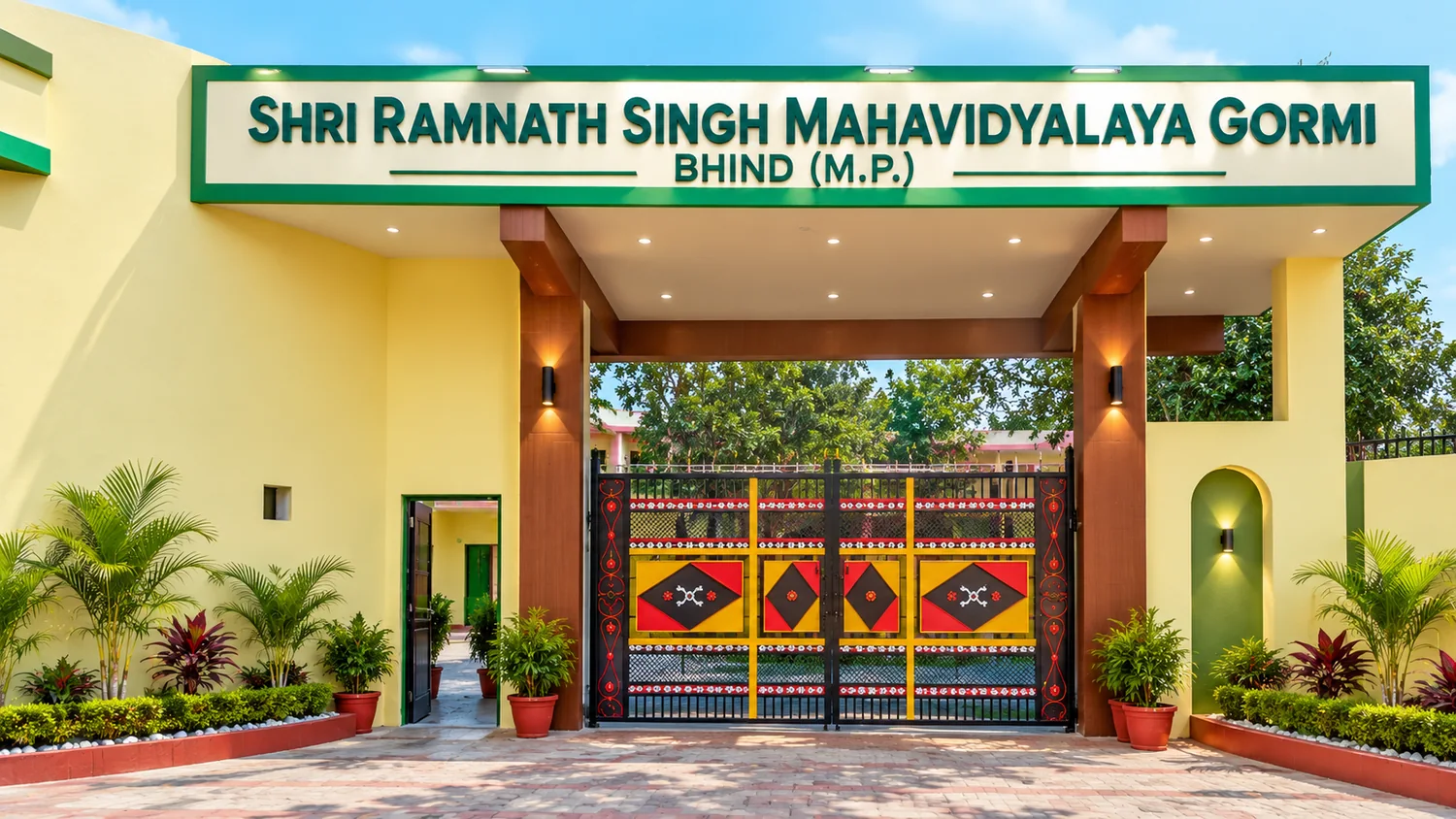 Shri Ramnath Singh Mahavidyalay campus entrance at Gormi, Bhind