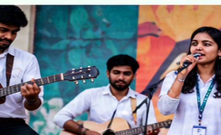 Students participating in a campus music society